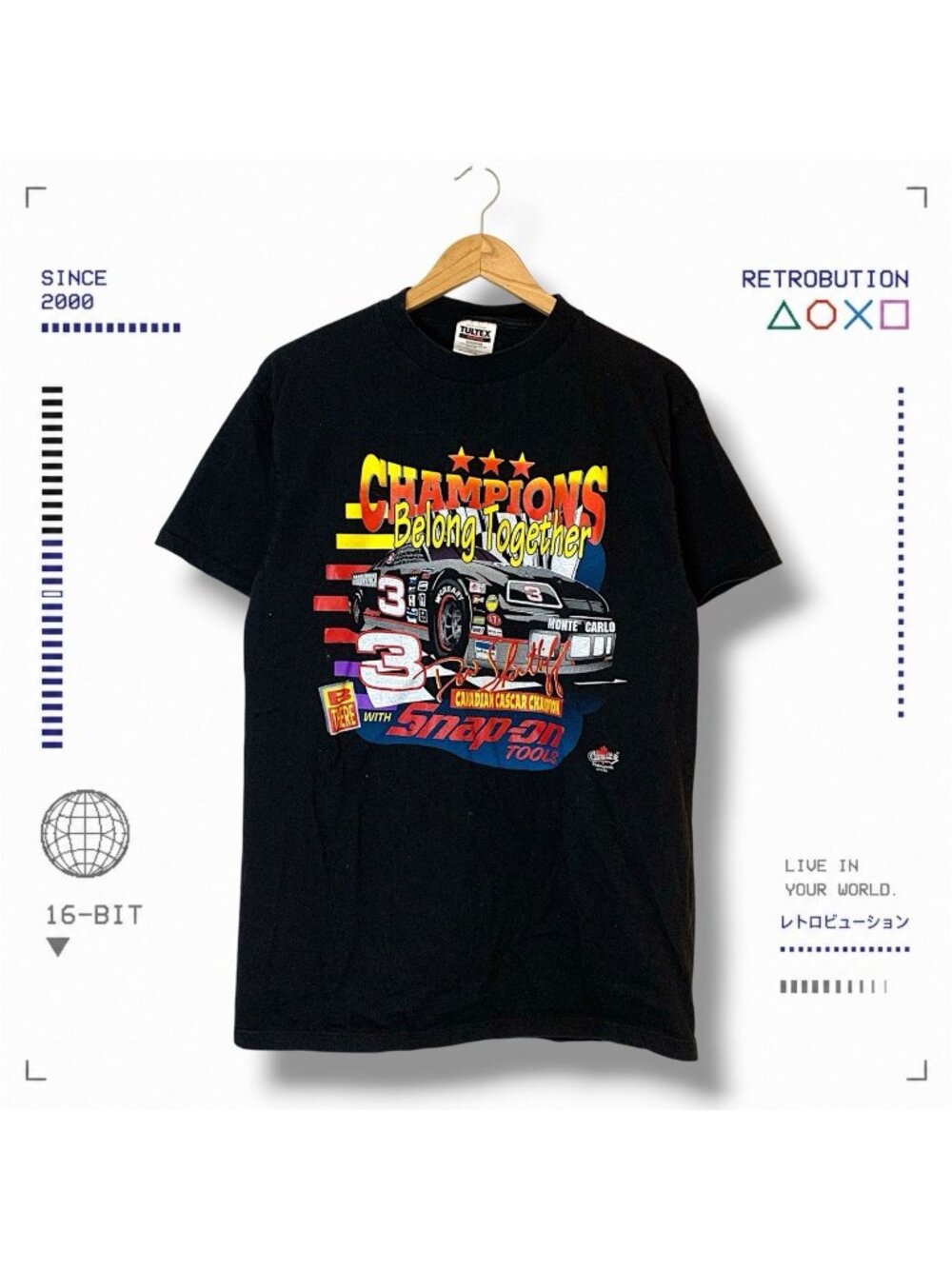 Vintage 90s Dale Earnhardt Nascar Snap On Graphic Shirt Black Size L